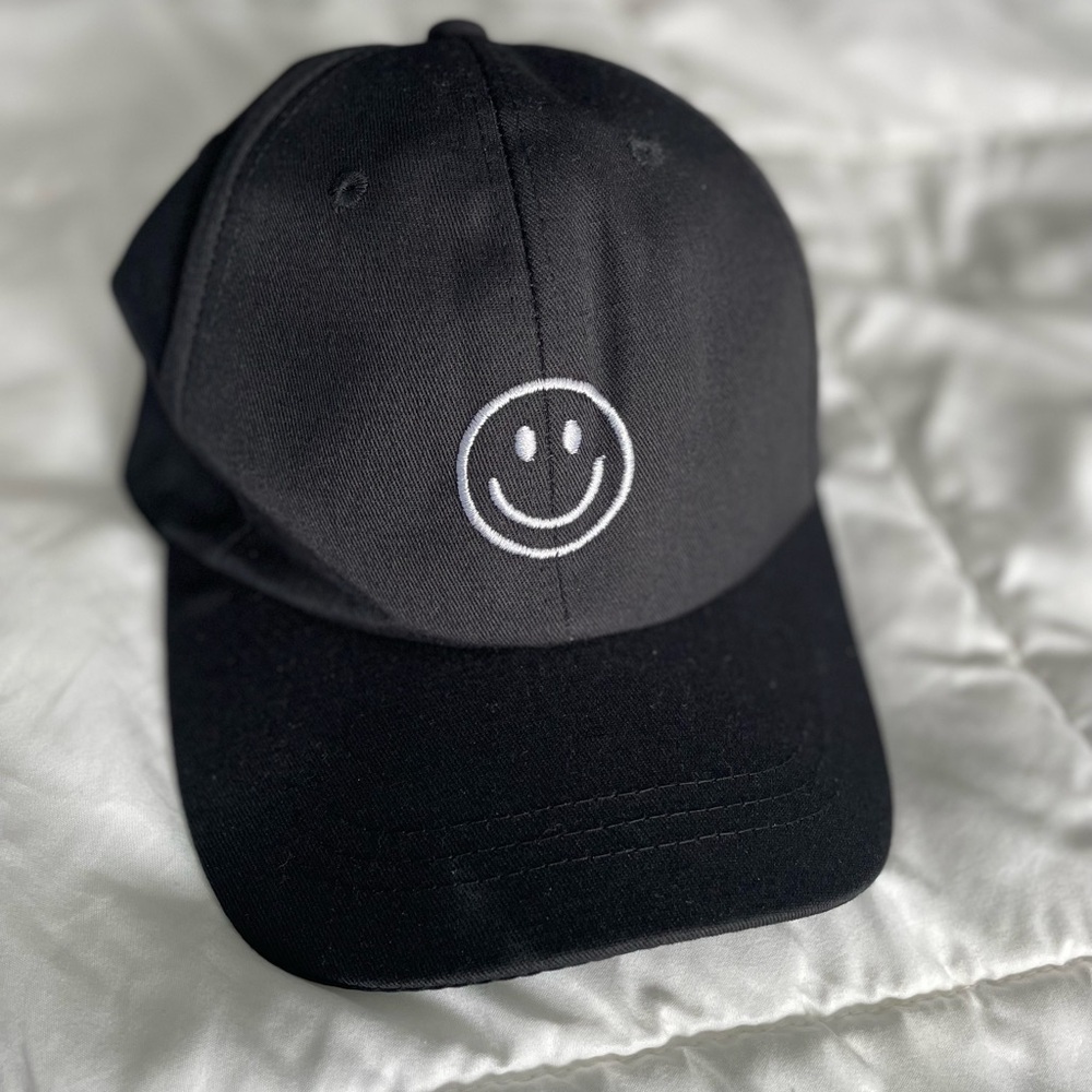 Black Smiley Face Baseball Cap